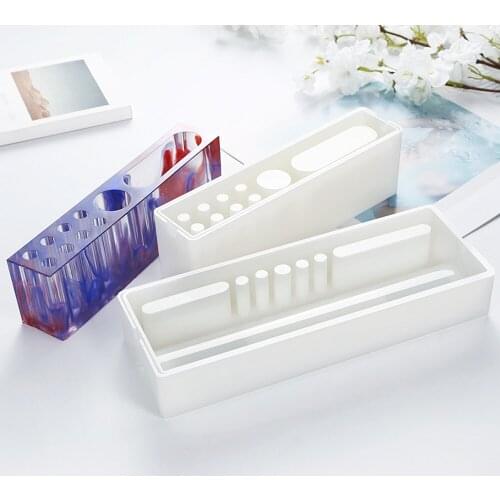2 Styles Liquid Multi-Functional Pen Holder Epoxy Resin Molds Storage Box Pencil Holder Silicone Clay Molds 24/28cm