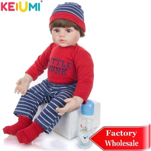 KEIUMI Fashion Stuffed Doll Wholesale 24 inch Reborn Baby Boy Dolls Silicone Vinyl For kids Playmates 60 cm Childrens Day Gifts