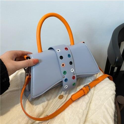 Fashion Top-handle Women Tote Handbag And Purse 2021 New Designer Hit Color Shoulder Bag Female Pu Leather Small Crossbody Bag