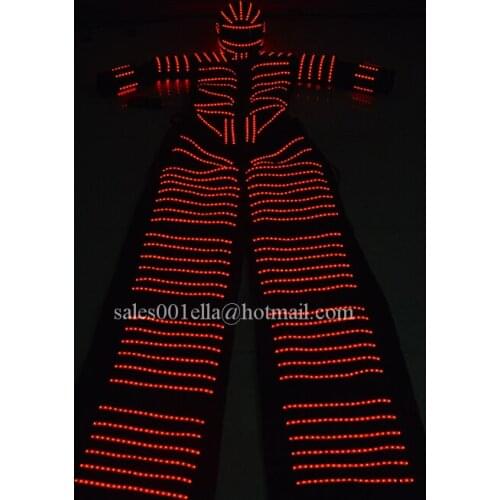 2016 Fashion Multicolor Led Luminous Stilt Robot Suit Ballroom Party LED Clothing Growing Light Kryoman Robot Stage Costume