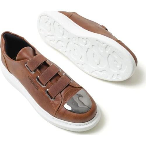 Chekich Mens Shoes Tan Color Elastic Band Closure Faux Leather Autumn Season Slip On Unisex 2021 Fashion Running Comfortable Luxury Sneakers Comfortable Original Light Footwear Brown Air Mirror Vulcanized CH251 V5