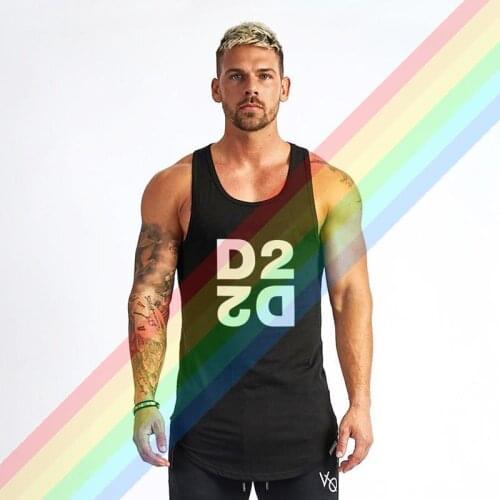 2021 Personality Fashion DSQ2 Beige Logo Comfortable Bodybuilding Tank Tops For Men Summer Gym Clothing Customized Vest Shirts