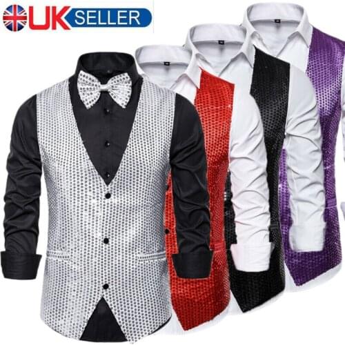 Men Shiny Sequin Glitter Embellished Blazer Jacket Nightclub Party Suits