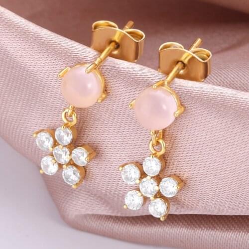 Flower Earring Set Series Flowers Matching Crystal Gem Leaf Inlaid Zircon Star Round Earring Jewelry Girl Bridesmaid Accessories