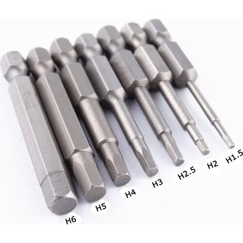 7pcs 1/4'' Hex Shank Magnetic Head Screwdriver Bits 50mm H1.5-H6 Screw Drivers for Power Tool Electric Drill