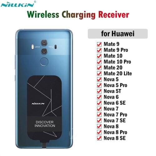 Nillkin Qi Wireless Charging Receiver for Huawei Mate 9 10 Pro 20 Lite Nova 3 4 5T 5 6 7 8 Pro SE Type-C Adapter USBC Connector