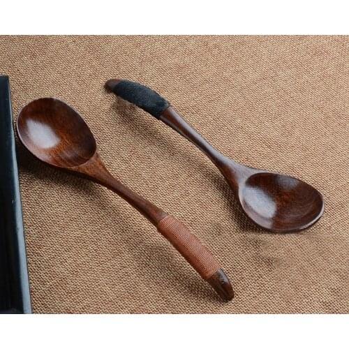 New Wooden Spoon Bamboo Kitchen Cooking Utensil Ice Cream Coffee Tea Soup Spoon Creative Dinner Tableware Kitchen