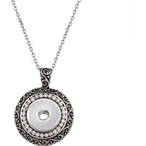 The Bloomer round alloy charm necklaces with 18mm snap button woman Pendants with crystals one direction