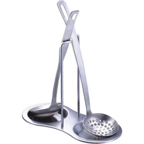 Stainless Steel Pan Spoon Rack Stand Holder Stove Organizer Home Storage Soup Spoon Rest Shelf Kitchen Cooking Storage Organizer