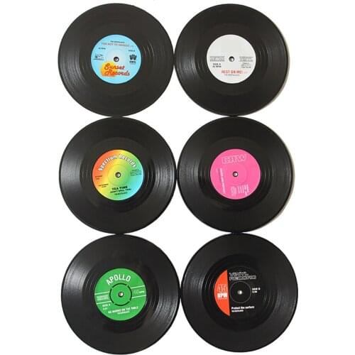 Retro Vinyl Coasters Round Disk Coaster Nonslip Record Cup Mat Easy to Clean a novel gift for music lovers vinyl record coasters
