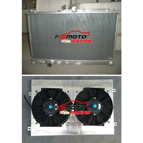 For MITSUBISHI LANCER EVO 7/8 01-03 Aluminum Radiator + Shroud + fan Manual