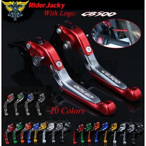 RiderJacky LOGO "CB500" Motorcycle CNC Brake Clutch Levers For Honda CB500 1998-2003 2001 2002 Adjustable Extendable Foldable