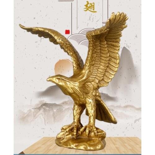 Old Chinese Vintage Brass Handwork Hammered Wealth Succeed Eagle StatueS Statue wholesale factory BRASS Arts outlets