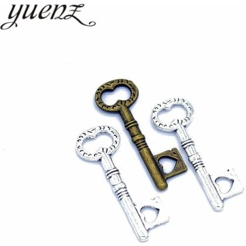YuenZ 10pcs 2 color Antique silver color Metal key Charms Pendants For Jewelry Making Diy Handmade Jewelry 34*12mm O242