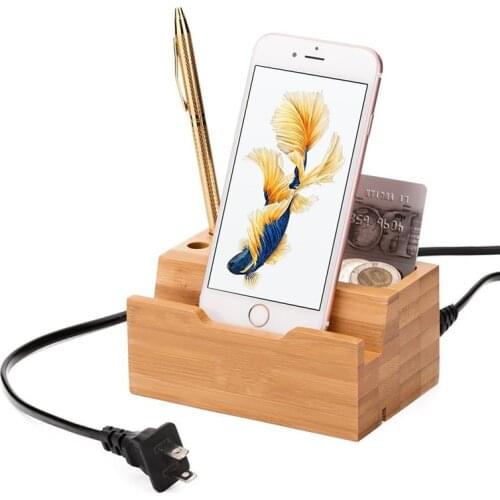 Bamboo Wood 3 USB Charger Mobile Phone Holder For iPhone 11 pro X Xiaomi mi 8 9 Smartphone Charging Dock Station Charger Holder