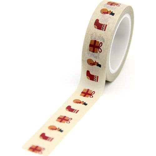 1PC 15MM*10M Christmas Gifts Boots Washi Tape stickers Scrapbooking DIY Craft Sticky Decorative Adhesive Masking Tape