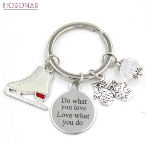 1PC New Arrival Stainless Steel Key Ring Keychains Gloves Ice Skate Keychain Keyring Gifts Skator Gifts Jewelry