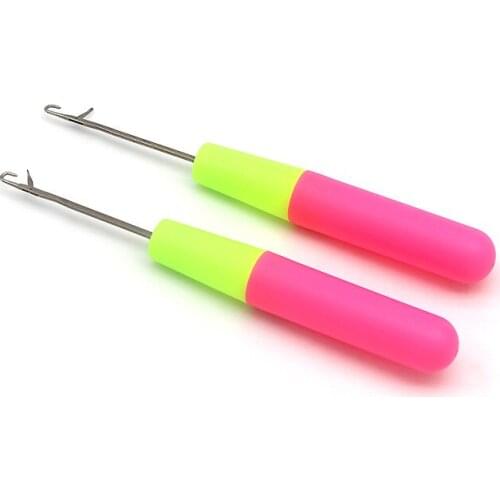 100Pcs/Lot 15Cm/6 Inches Latch Hook Crochet Needles For Hair, Pink & Lemon Color Plastic Crochet Hooks Knitting Needles