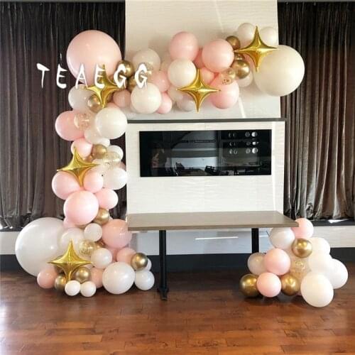 Balloon Arch Garland Kit Metallic Gold Wedding Decoration Pink White Latex Confetti Balloon For Birthday Party Decorations