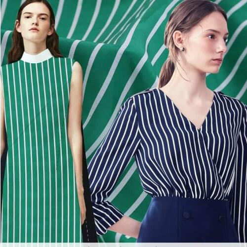138 cm wide stripe printed silk fabric meter 14 mm crepe de chine silk fabric natural material dress fabric wholesale silk cloth