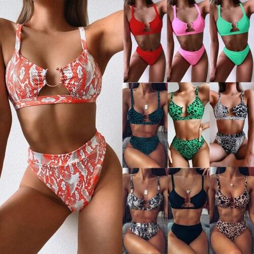 2020 Sexy Women High Waist Bikini Swimsuit Swimwear Female Bandeau Thong Brazilian Biquini Bikini Set Bathing Suit Bather
