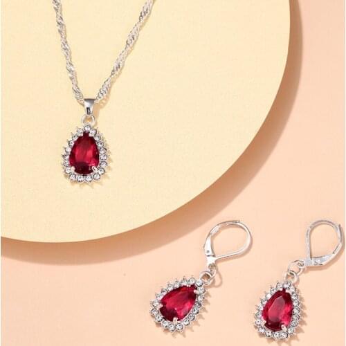 2021 Fashion Zircon Pendant Necklace Earrings Fine Jewelry for Women Wedding Anniversary Party Luxury Jewelry Set Gift