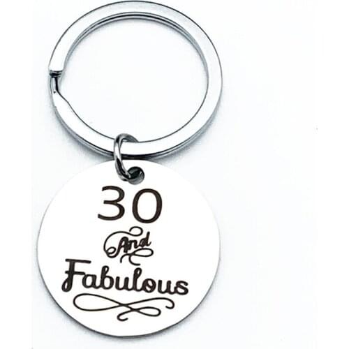 30th 40th 50th 60th 70th Birthday Gift for Her 30 40 And Fabulous Keychain for Wife Husband Sister for Thanksgiving Anniversary