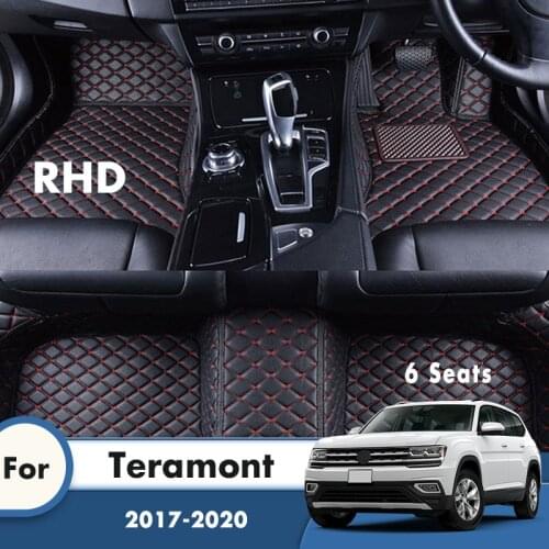 RHD Custom Car Floor Mats For Teramont 2020 2019 2018 2017 6 Seats Car Accessories Interior Styling Carpets For Volkswagen VW
