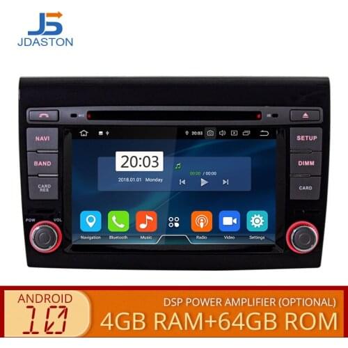 JDASTON Octa Cores Android 10.0 Car DVD Player For Fiat Bravo 2007-2013 Multimedia GPS Navigation Stereo 2 Din Car Radio 4G+64G