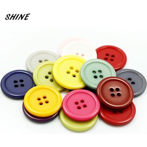 SHINE Resin Sewing Buttons Scrapbooking Round Mixed Four Holes Pattern 10\11.5\15\18\20\23\25mm 50 PCs Costura Botones Decorate