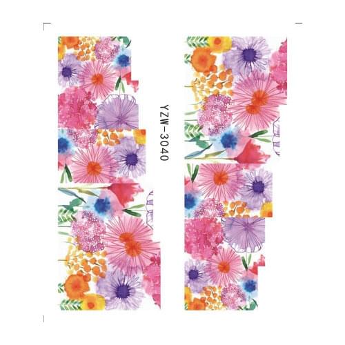 YZWLE Flower Glitter Nail Sticker Water Transfer Decal Decoration DIY Adhesive Tips Manicure Nail Art Decals