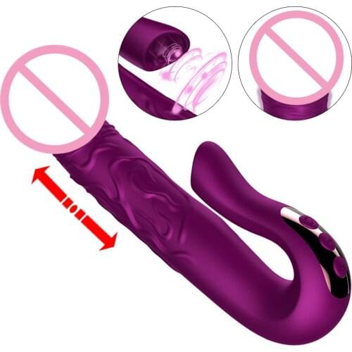 Dildo vibrator telescopic rotation AV stick sex toy lick G point massage clitoral stimulator
