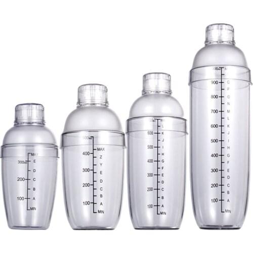 Home Cocktail Shaker Transparent Resin Coffee Bar Tools Bottle Drink Barware Beverage With Scale Party Wine Mixer Portable