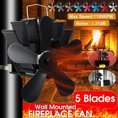 Mounted Fireplace 5 Blade Heat Powered Stove Fan komin Log Wood Burner Eco Friendly Quiet Fan Home Efficient Heat Distribution