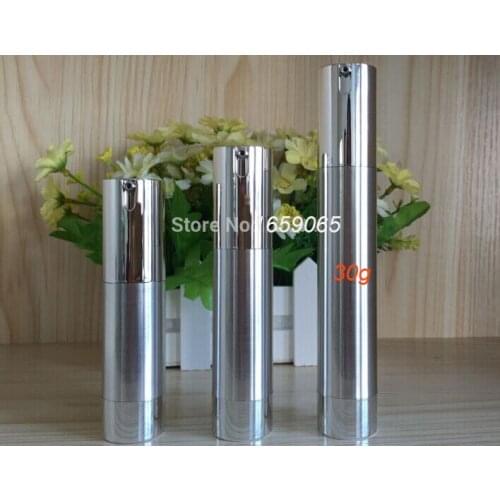 HOT 30ml slimmer shape silver airless bottle with UV silver pump and bottom lotion bottle used for Cosmetic Container