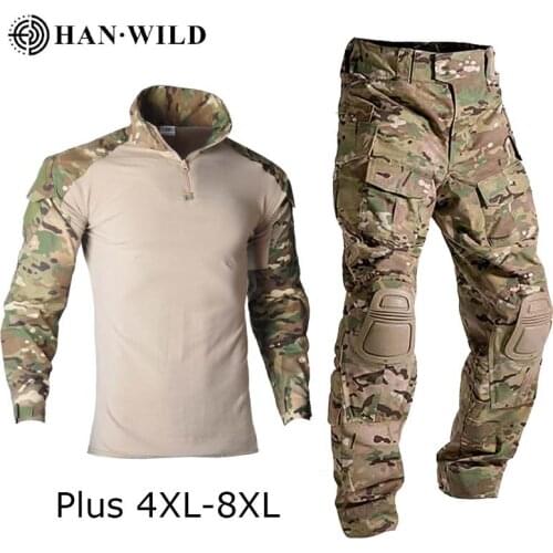 Camo Army Military Uniform Tactical Combat Suit Airsoft War Game Clothing Shirt + Pants Elbow Knee Pads Suits Hunting Clothes