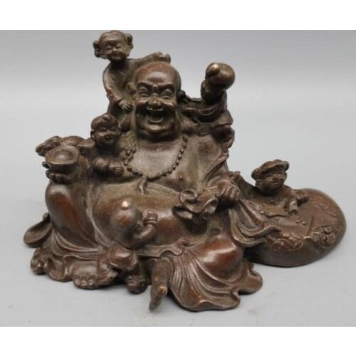 China copper Five children maitreya Buddha small crafts statue