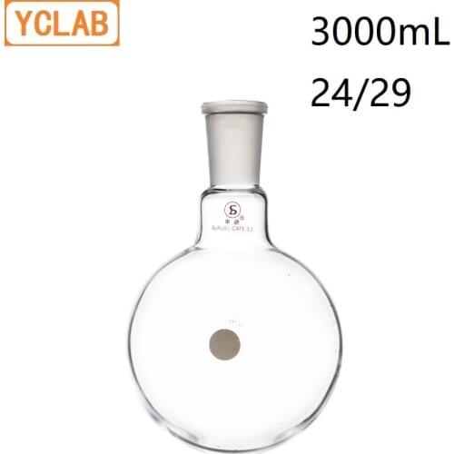 YCLAB 3000mL 24/29 Boiling Flask 3L Round Bottom Borosilicate 3.3 Glass Standard Ground Mouth Distilling Distillation