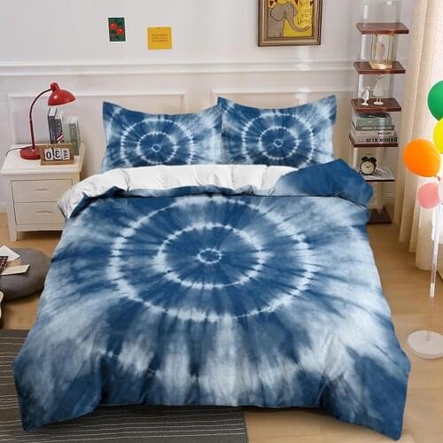 Fantasy Blue Tie dye Comforter Bedding Set Art 3D Print Luxury Queen King Single Size Duvet Cover Set Home Textile Modern Gift