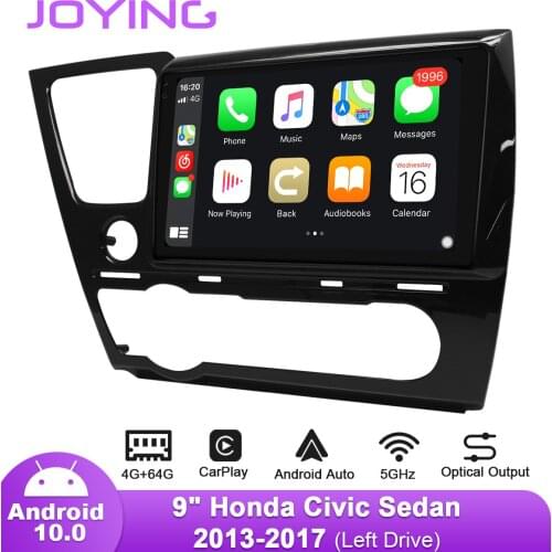 Joying Android 10 Radio 1 din 9 Inch Car Stereo Central Multimedia Player Automotive Sound GPS For Honda Civic Sedan 2013-2017