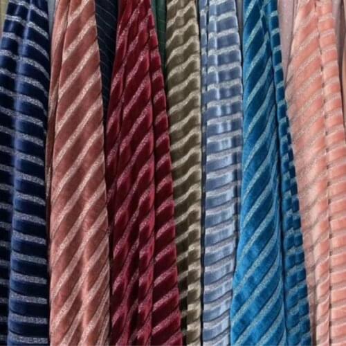 Shimmer Velvet Stretchy Fabric Stripe Bling Fabric for Dress Shirt Clothes Soft Velvet Home Textile Curtain