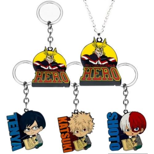 Cartoon Anime My Hero Academia Pendant Necklace Todoroki Shoto deku Enamel Cute Car Keyring Key Chains For Men Women Fans Gift