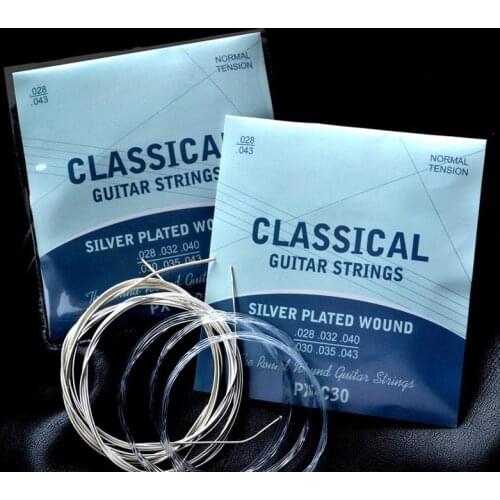 6pcs/set Guitar Strings Nylon Silver Strings Set Plating Super Light for Classic Acoustic Guitar High Quality Guitar Strings
