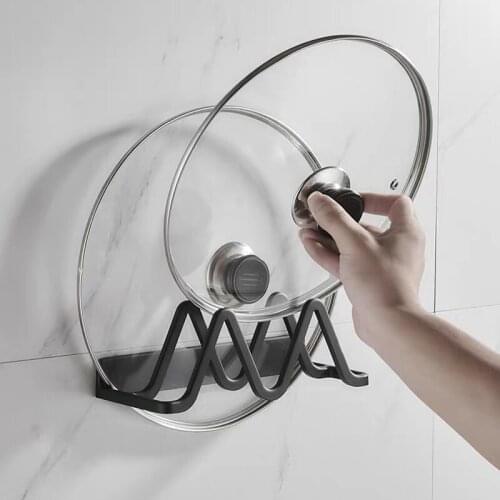 Wall Mounted Pot Cover Rack Household Kitchen Cutting Board Shelf Aluminum Pot Lid Storage Holder Bathroom Slipper Organizer