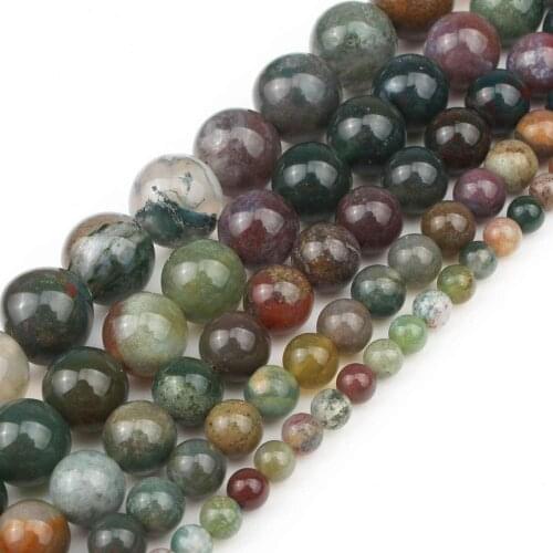 Natural Stone Round Smooth Indian Agates Beads 15" Loose Strand 4 6 8 10 12MM Pick Size For Jewelry Making DIY Necklace Bracelet