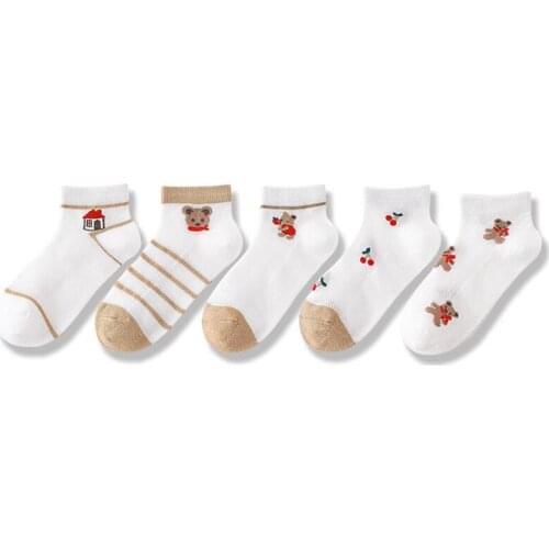 5 Pairs/Lot Children Cotton Socks Boy Girl Baby Infant Cute Cartoon Breathable Mesh Socks For Summer 2-12T Teens Fashion Kids