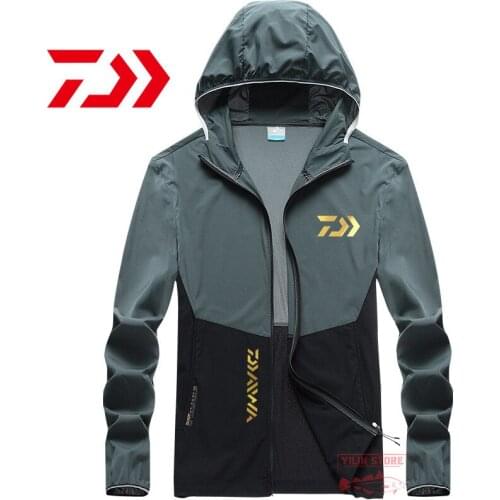 DAIWA Fishing Clothes Mens Summer Lightweight Breathable Quick-drying Sports Camping Sunscreen Hooded Comfortable Thin Jacket