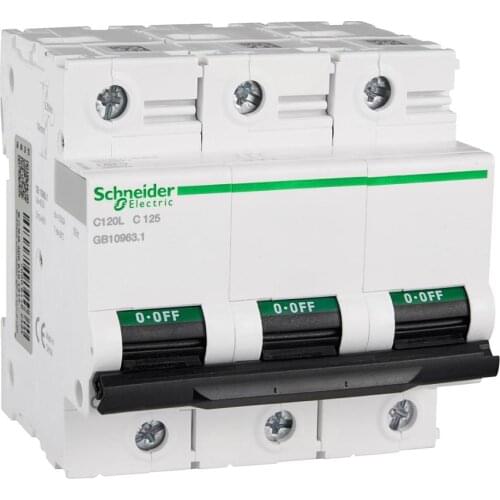 Original export C120L thermal magnetic distribution protection small circuit breaker 3P AC D curve 125A 400V 50/60Hz A9N19858