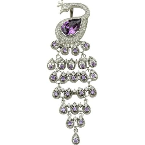 Silverlina Silver Zircon Stone Leaf Brooch