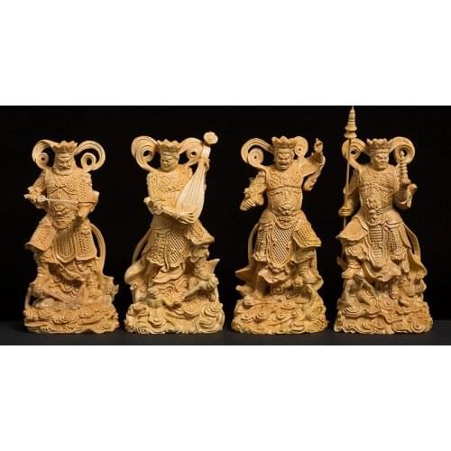 10/14/18CM The Four Kings sculpture four Buddhist gods Buddha statue Lokapalas wood buddha decor statue decoration